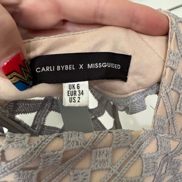 Missguided Carli Bybel X light blue and nude Bodycon Dress - Picture 2 of 10